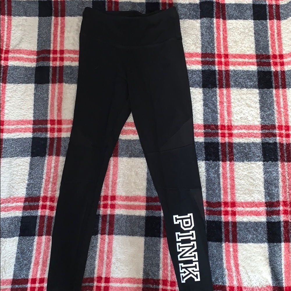 PINK Black Mesh Leggings Used